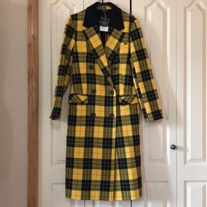 Topshop Yellow tartan/plaid trench coat US 6/UK 10